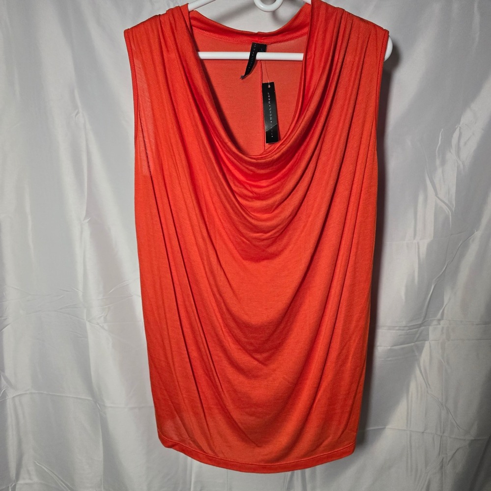 NWT Love Life‎ Live Cowl Neck Top Women's Large Orange Sleeveless Rayon